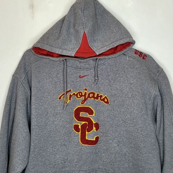 Vintage Y2k Nike USC Trojans Center Swoosh Pullover Hoodie Size Large - Picture 2 of 10